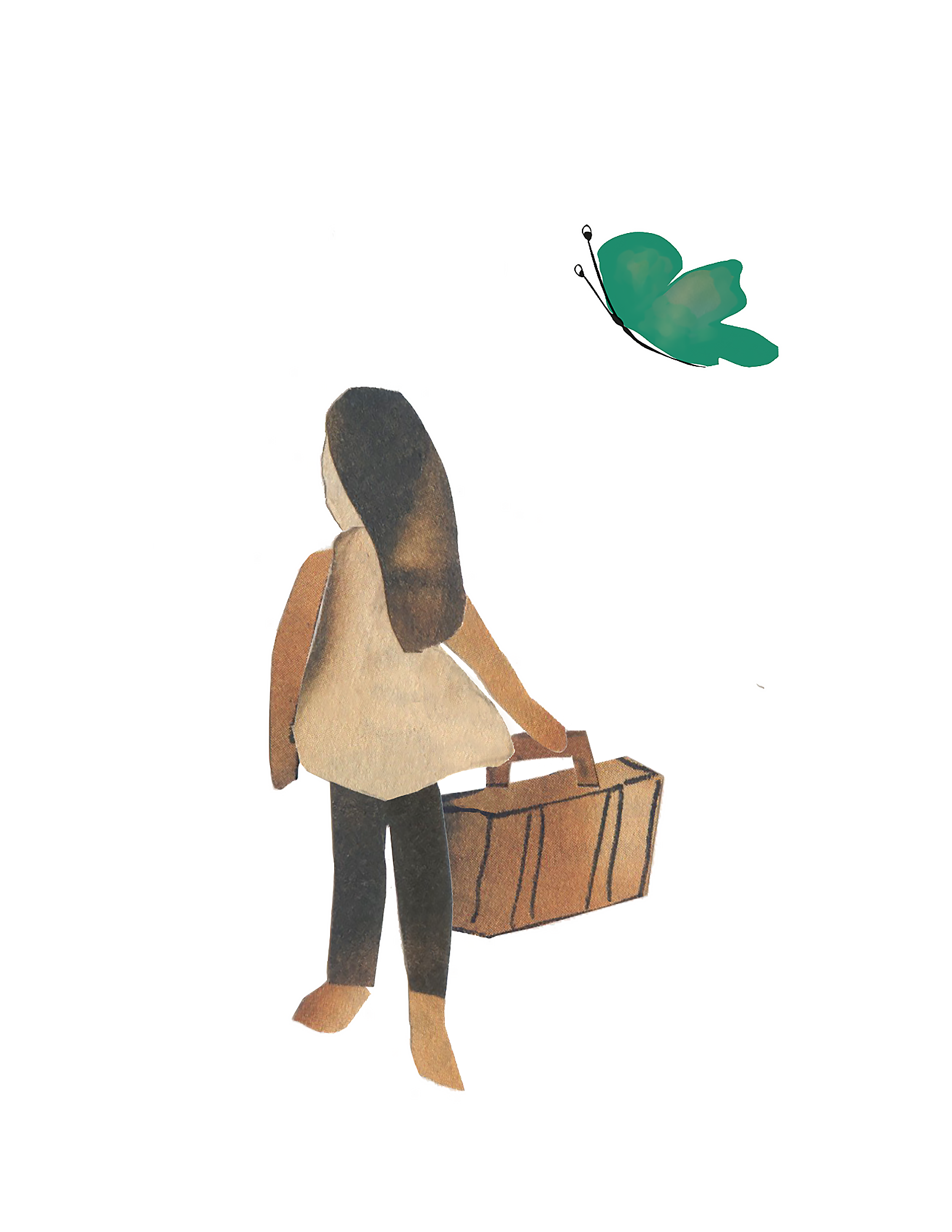 meisje met koffert voor vrijheid en verhalen